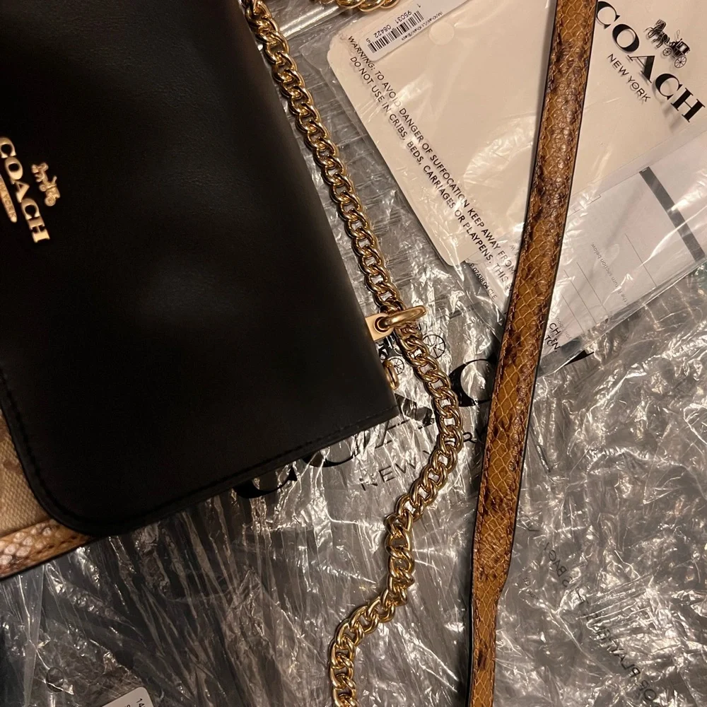 Authentic Coach Black & Brown Crossbody Bag with Matching Wallet - Picture 9 of 16